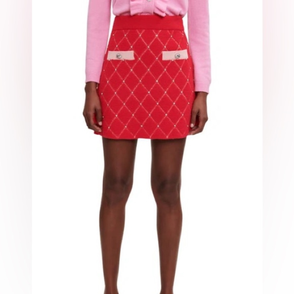 Maje red embellished skirt size 40 !